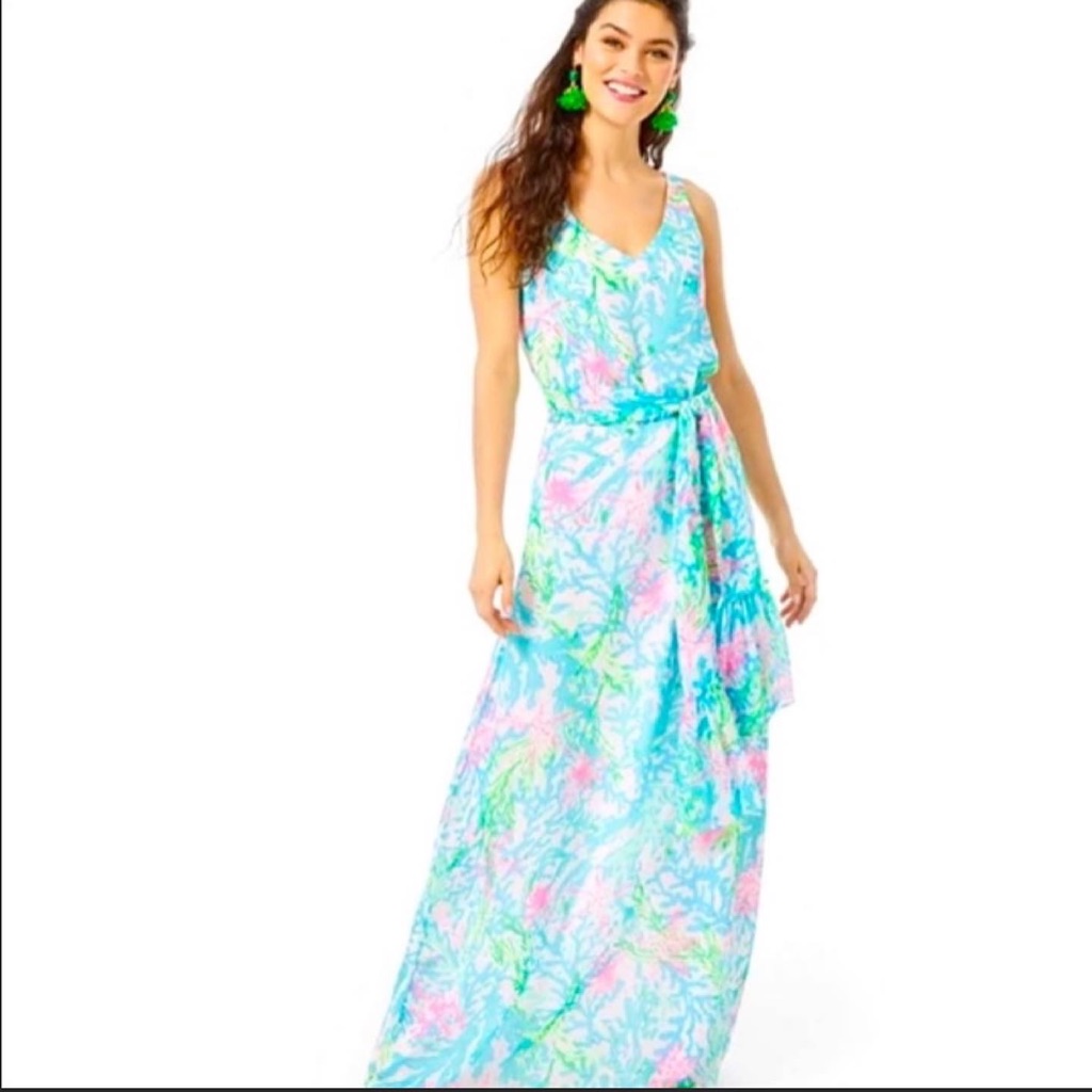 Lilly Pulitzer- Lani Maxi Dress Coral Bay
